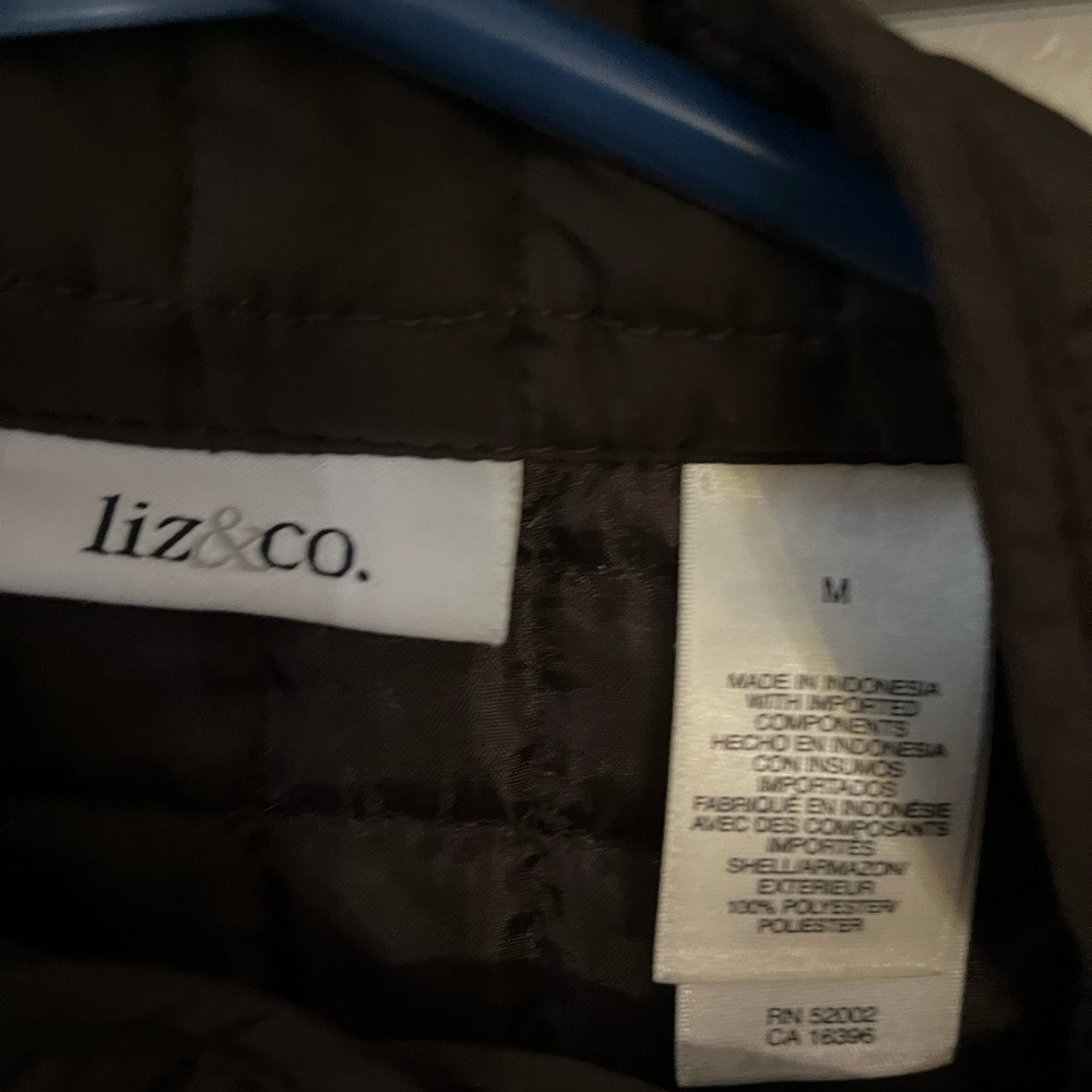 Liz & Co Brown Quilted Puffer Vest Snap Button Pockets Women's Medium - Picture 5 of 8